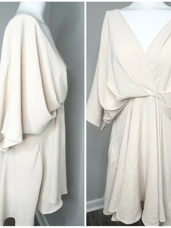 Fashion Nova Cream Mini Dress with criss cross open back - 1X - Picture 6 of 7